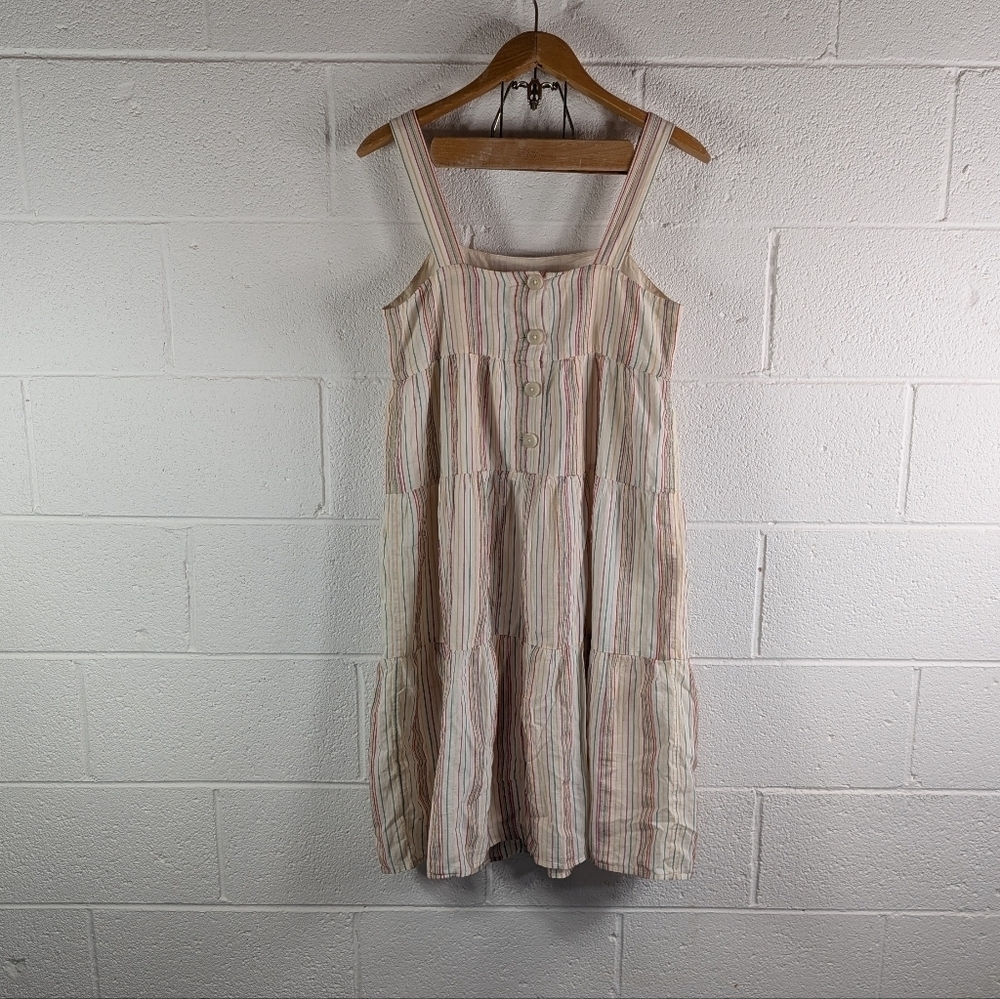 Madewell Multicolor Striped Tiered Sundress - Pastel Pink & Cream